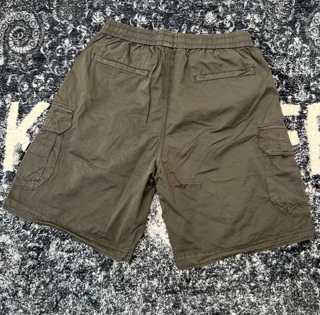 Stone Island Organic Stretch Cotton Cargo Bermuda Shorts in Military Green