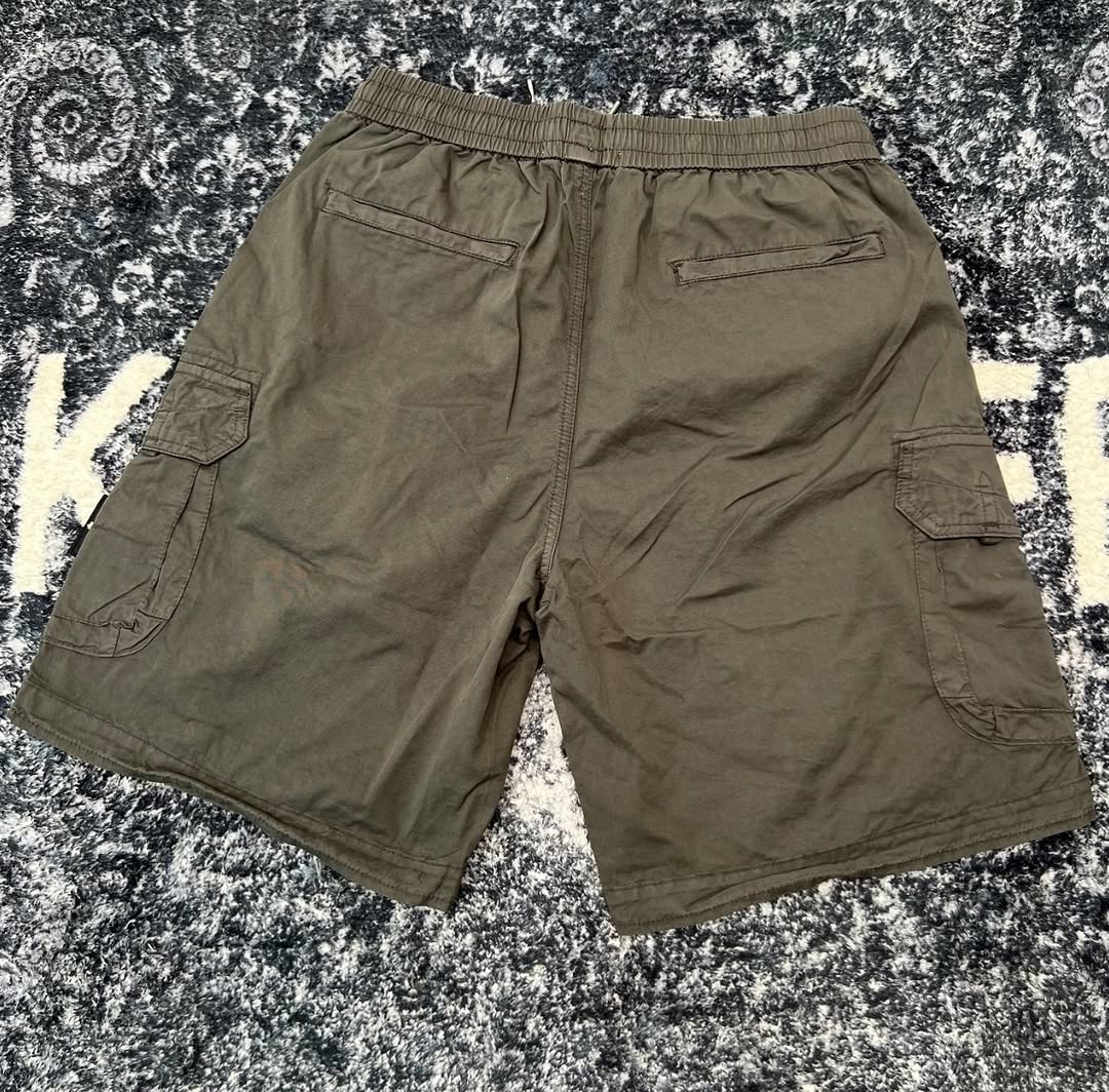 Stone Island Organic Stretch Cotton Cargo Bermuda Shorts in Military Green