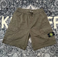 Stone Island Organic Stretch Cotton Cargo Bermuda Shorts in Military Green